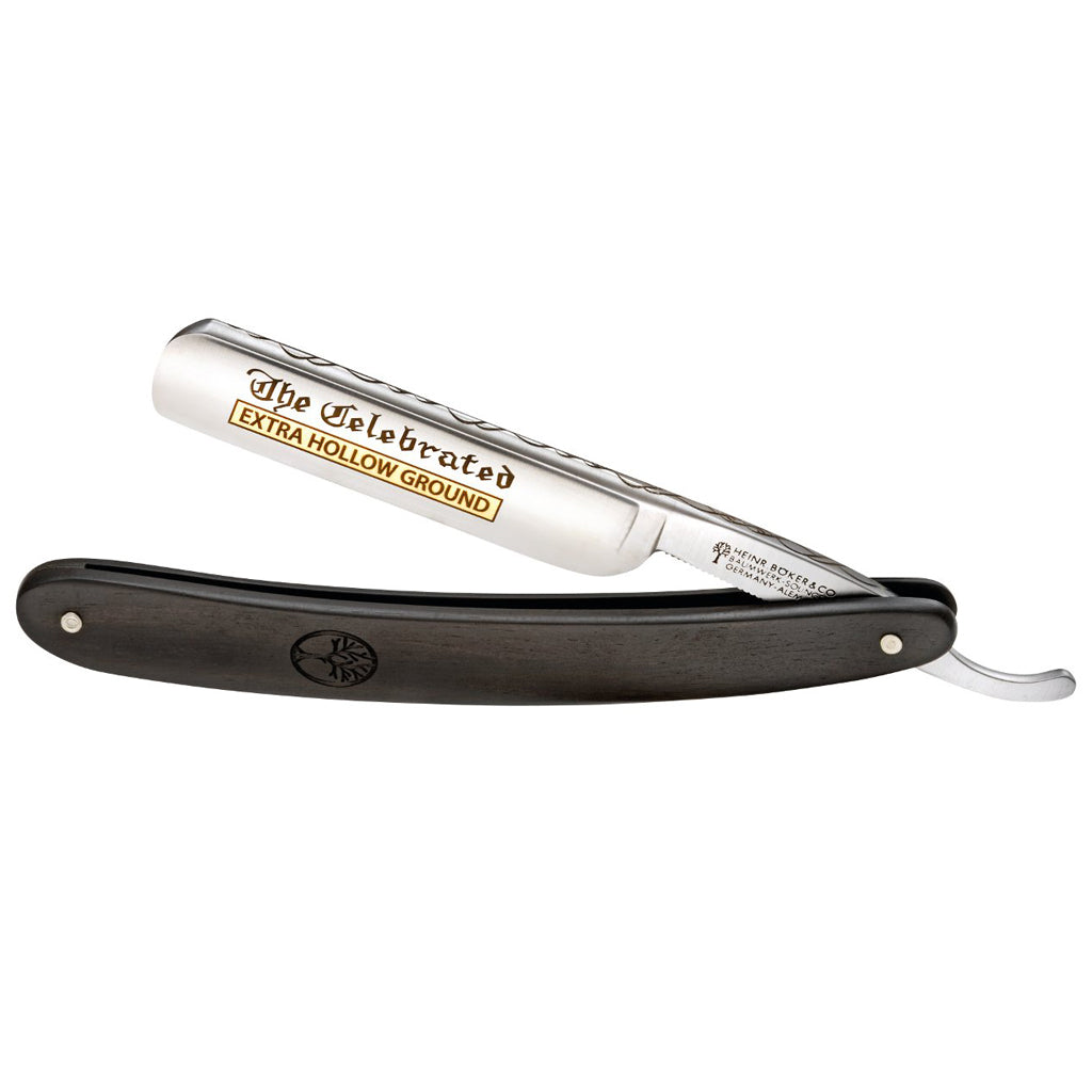 Boker The Celebrated Ebenholz Ebony Round Point 5/8" Carbon Steel Straight Razor