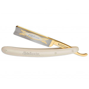 Boker Edelweiss Special Edition Ivory Spanish Point 5/8" Gilded Carbon Steel Straight Razor