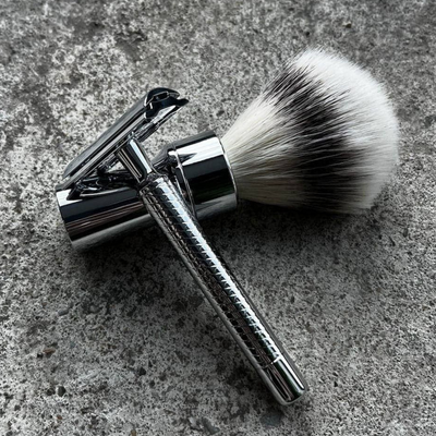 Dovo Primo II Synthetic Silvertip Shaving Brush & Safety Razor Set