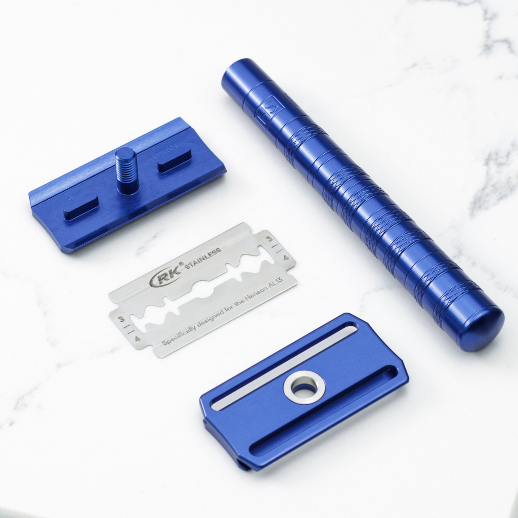 Henson Aluminum AL13 Steel Blue Mild Safety Razor