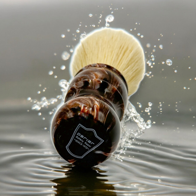 Parker Deluxe Faux Tortoiseshell Boar Shaving Brush & Acrylic Shaving Brush Stand