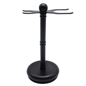 Parker Deluxe Matte Black Brass 2-Prong Safety Razor and Shaving Brush Stand