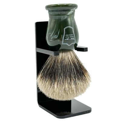 Parker Hunter Green Resin Pure Badger Shaving Brush & Acrylic Shaving Brush Stand