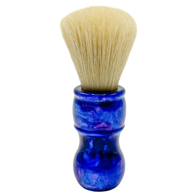 Parker Iridescent Blue Resin Boar Shaving Brush & Acrylic Shaving Brush Stand