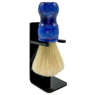 Parker Iridescent Blue Resin Boar Shaving Brush & Acrylic Shaving Brush Stand