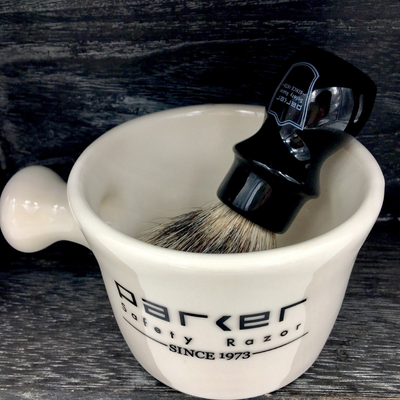 Parker Resin Pure Badger Shaving Brush & Lucite Shaving Brush Stand