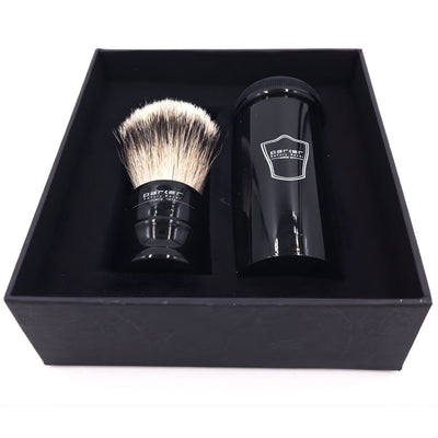 Parker Travel Black Resin Silvertip Badger Shaving Brush