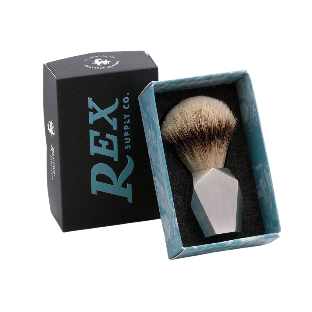 Rex Supply Co. Deco Stainless Premium Synthetic Silvertip Shaving Brush