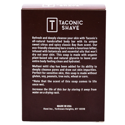 Taconic Shave Bay Rum All-Natural Body Cleansing Bar 5 oz