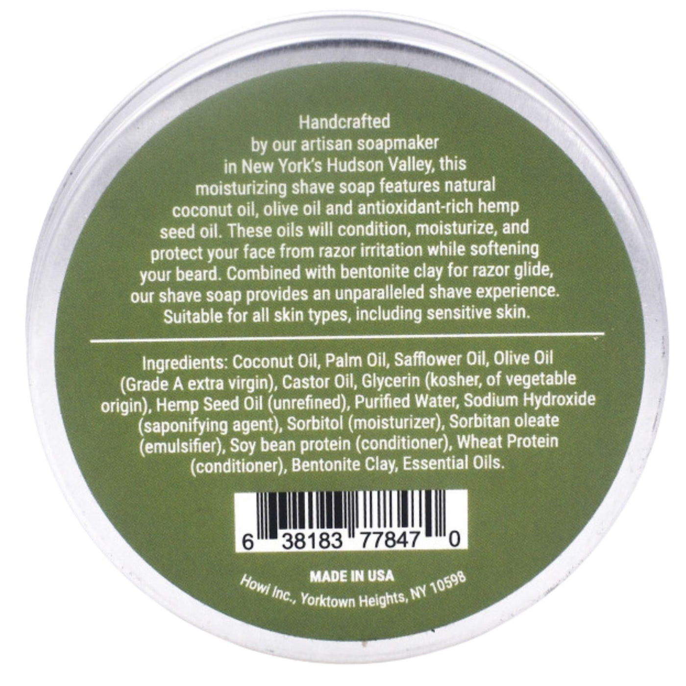 Taconic Shave Hemp & Urban Woods Shaving Soap 4 oz