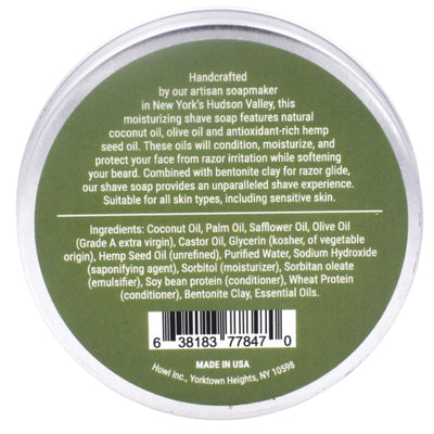 Taconic Shave Hemp & Urban Woods Shaving Soap 4 oz