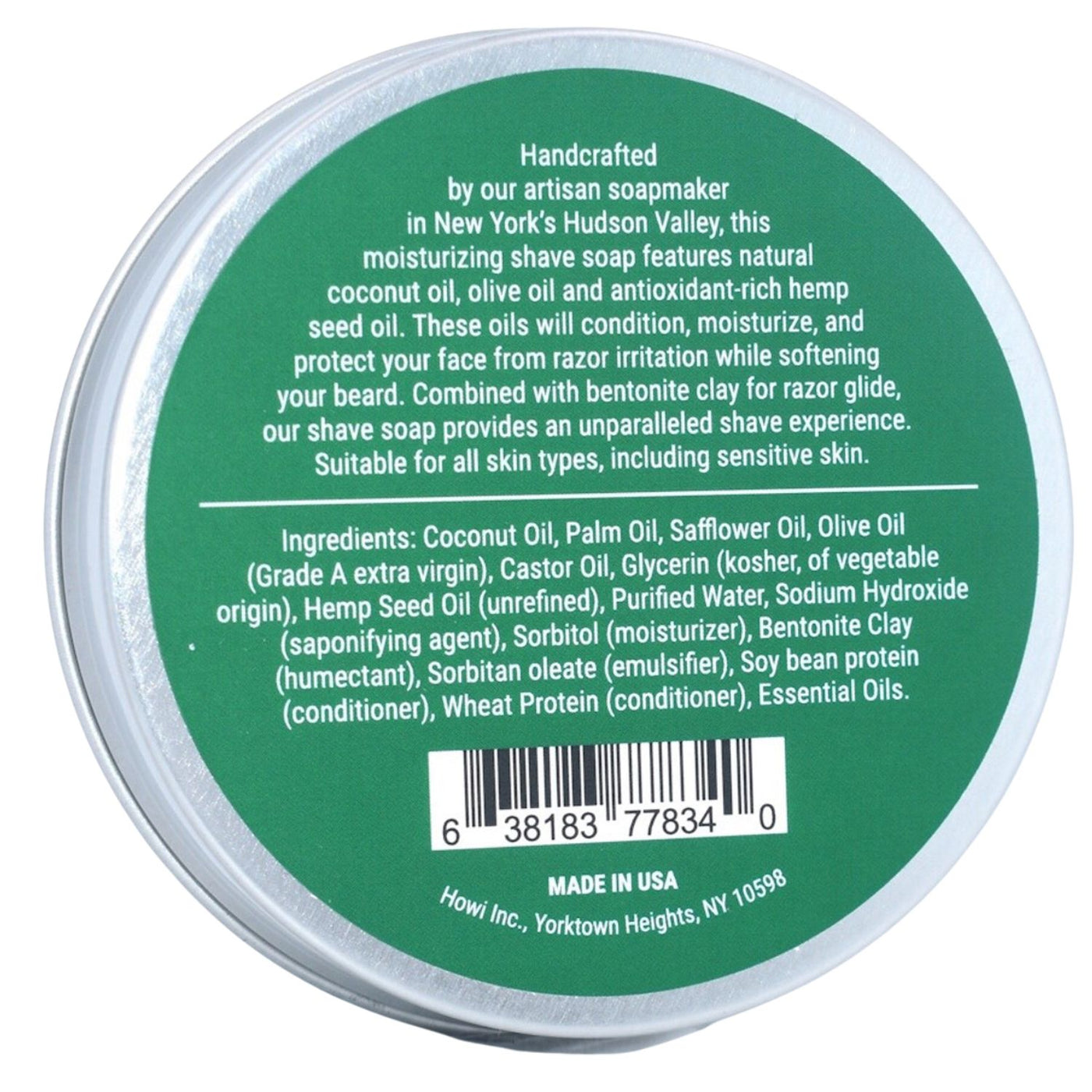 Taconic Shave Hemp & Eucalyptus Mint Shaving Soap 4 oz