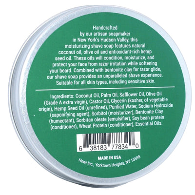 Taconic Shave Hemp & Eucalyptus Mint Shaving Soap 4 oz