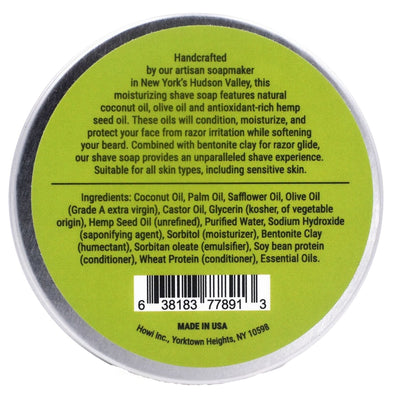 Taconic Shave Hemp & Lime Shaving Soap 4 oz