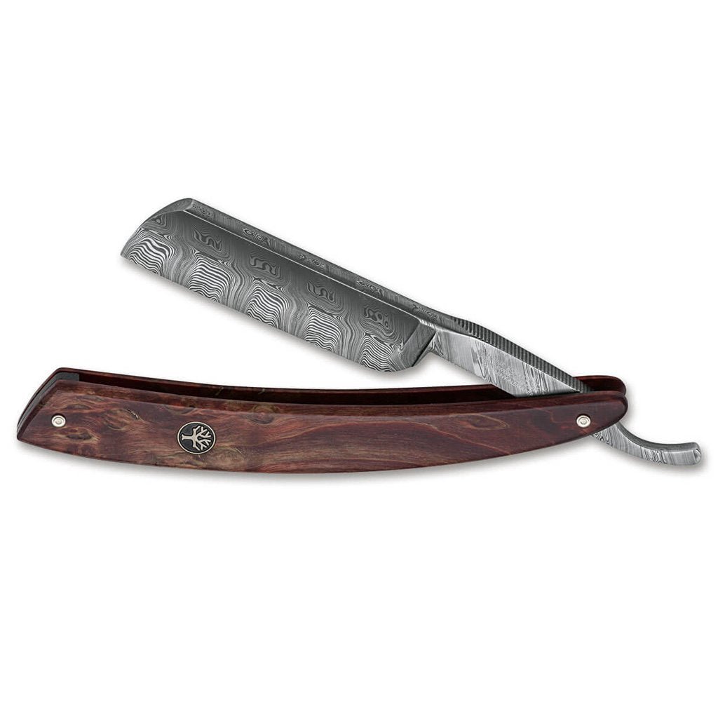 Boker Damascus Curly Birch Straight Razor 6/8"
