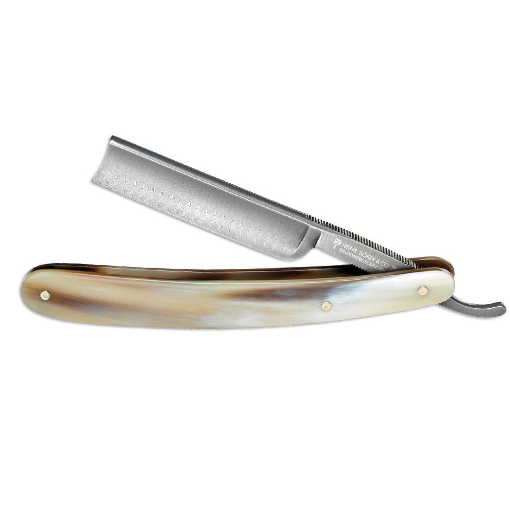 Boker Damascus Horn Straight Razor 5/8"