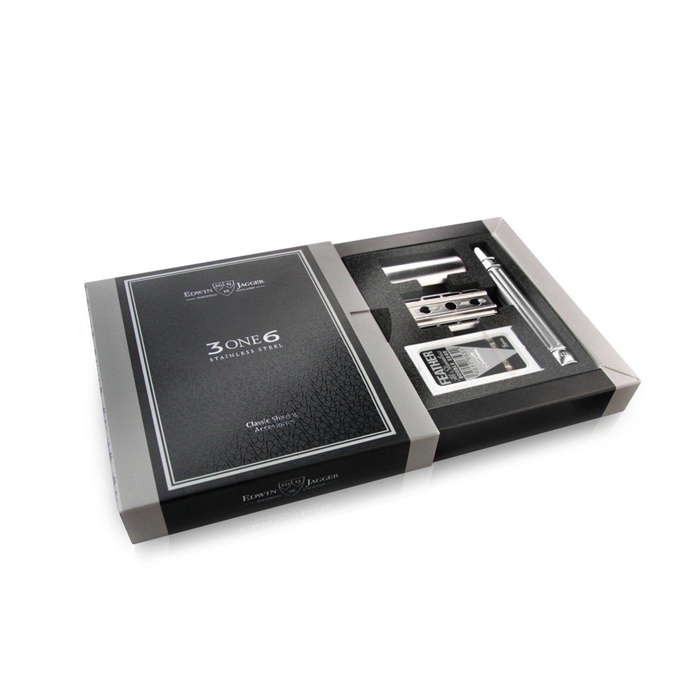 Edwin Jagger 3ONE6 Stainless Steel Grooved Safety Razor (Silver)