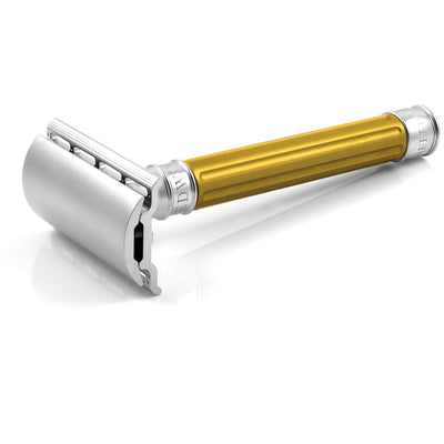 Edwin Jagger 3ONE6 Stainless Steel Grooved Safety Razor (Yellow)