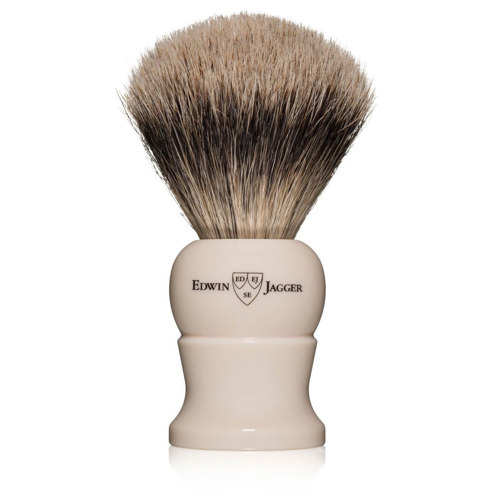 Edwin Jagger Medium Imitation Ivory Super Badger Shaving Brush