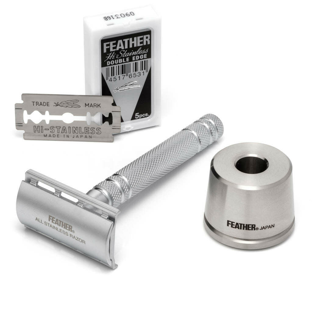 Feather Razor Hand Position Feather Double Edge Safety Razor | All Stainless Steel | Best Razor ...