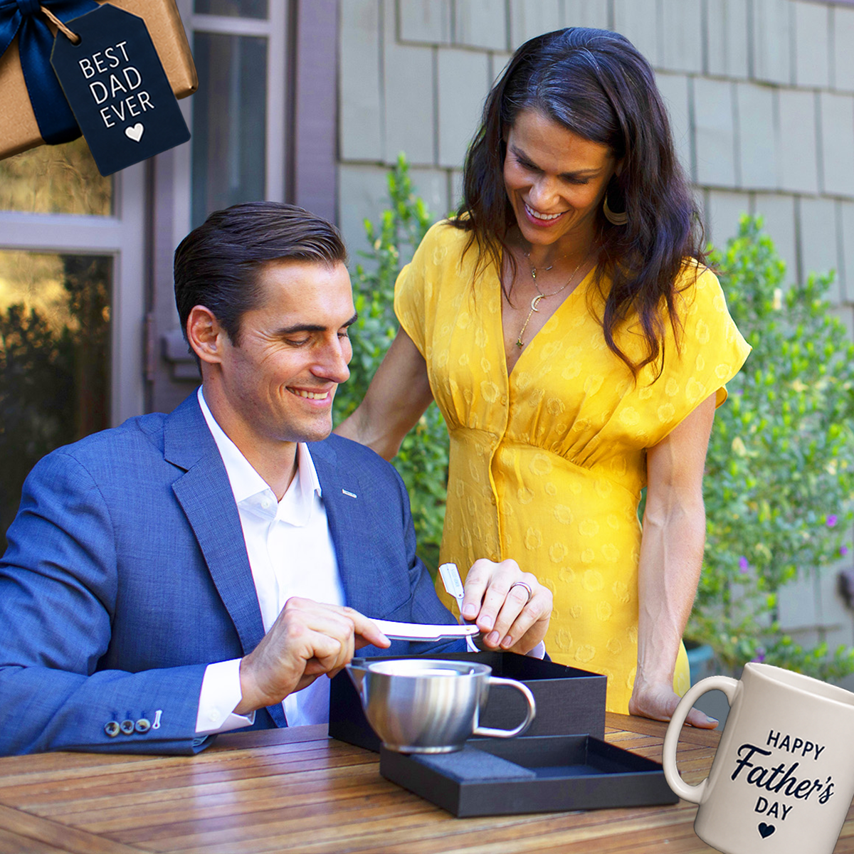 Man receiving a Naked Armor Silver Fox Scuttle Kit as a Father's Day gift.