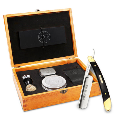 Naked Armor Solomon 7 Piece Straight Razor Kit 7/8 Black