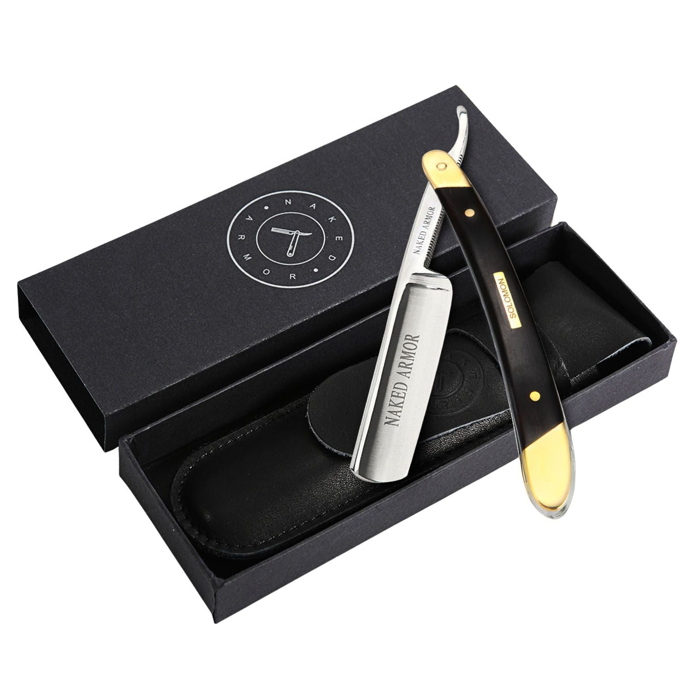 おなかがピーゴロロ　 アルマダTRACE88&salomon金具セット Naked Armor Solomon 8-Piece Straight Razor Kit Black