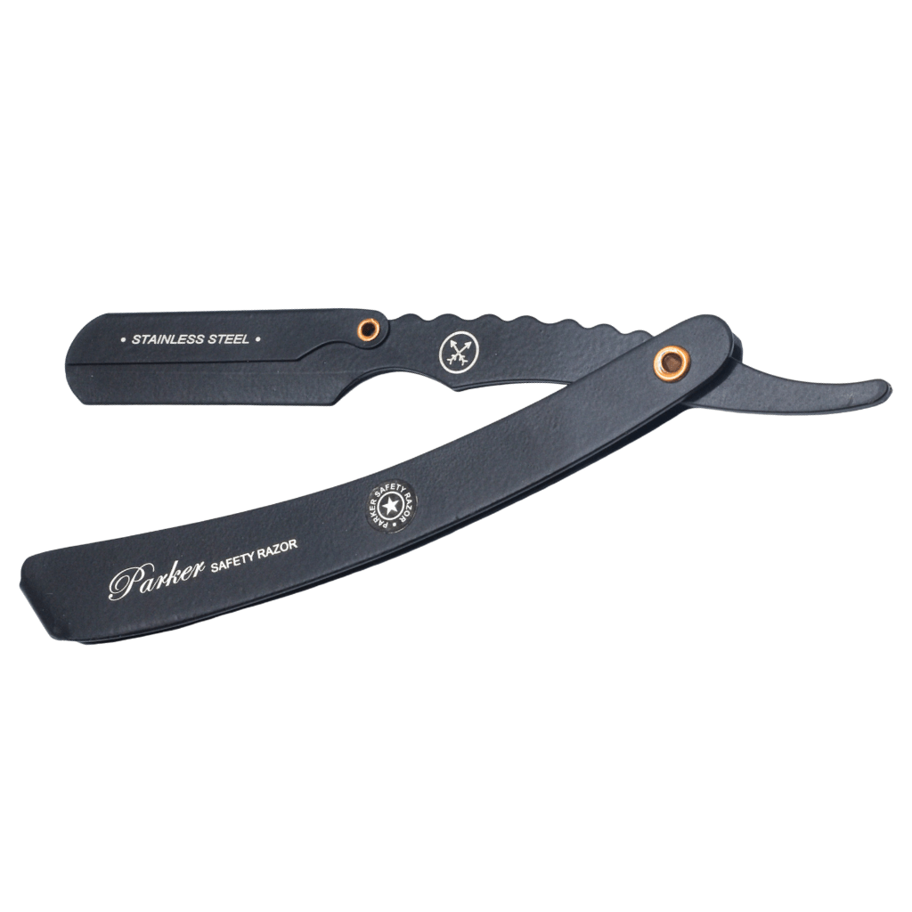 Parker SRXBLK Stainless Steel Straight Edge Razor – Barber Style, Black Finish, NEW