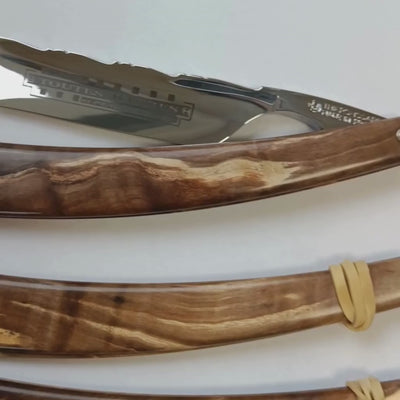 Thiers Issard Historic 'Special Toute Barbes' Straight Razor 7/8" Chocolate Maple Wood Carbon Steel