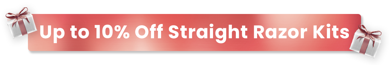 Promotional banner for Mother's Day Sale 2026: Up to 10% off straight razor kits.