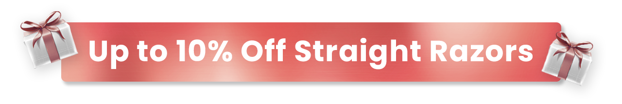 Promotional banner for Mother's Day Sale 2026: Up to 10% off straight razors.