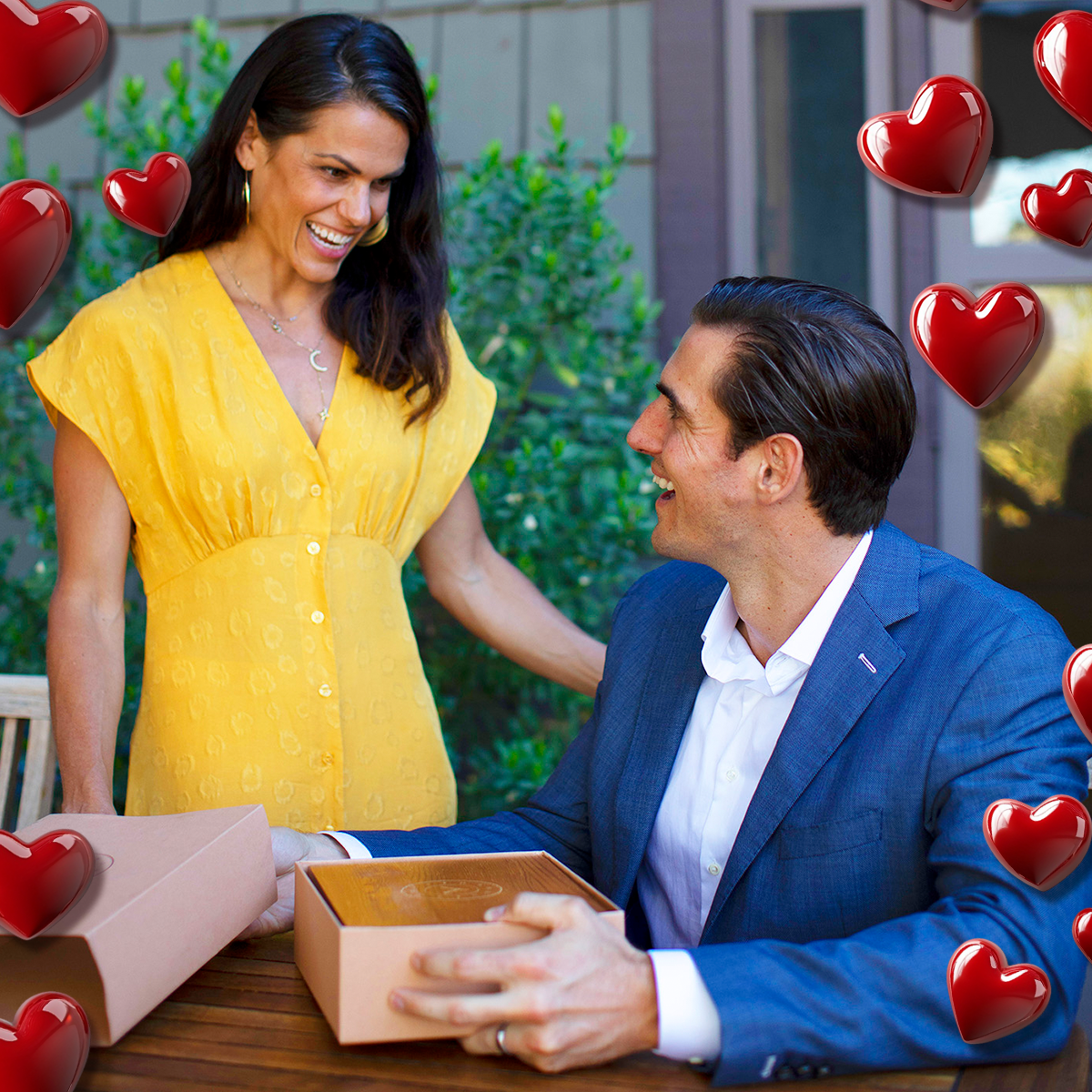 Woman giving her partner a Naked Armor Straight Razor Kit for Valentine’s Day