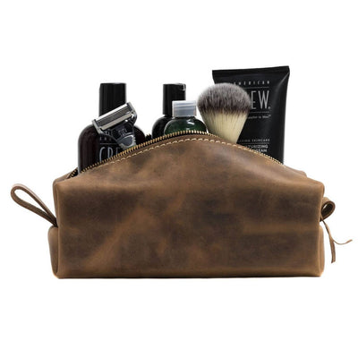 Cognac Leather Luz Toiletry Bag by Naked Armor sold by Naked Armor Razors
