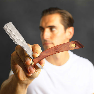 Naked Armor Morholt Shavette Mahogany Wood Stainless Steel Shoulder and Tang