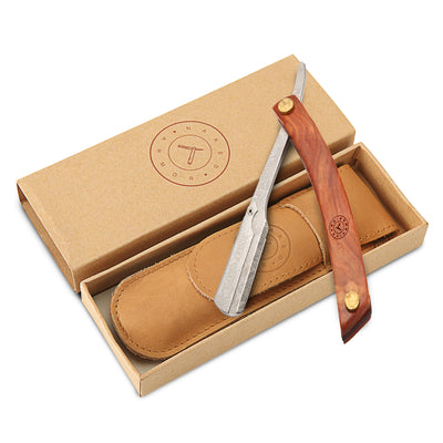  Morholt Damascus Shavette Straight Razor by Naked Armor sold by Naked Armor Razors