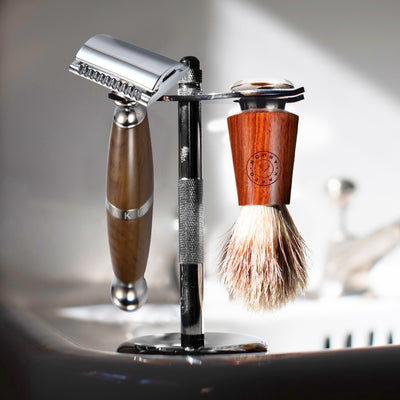 Priamus Safety Razor and Stand Kit | Dark Brown