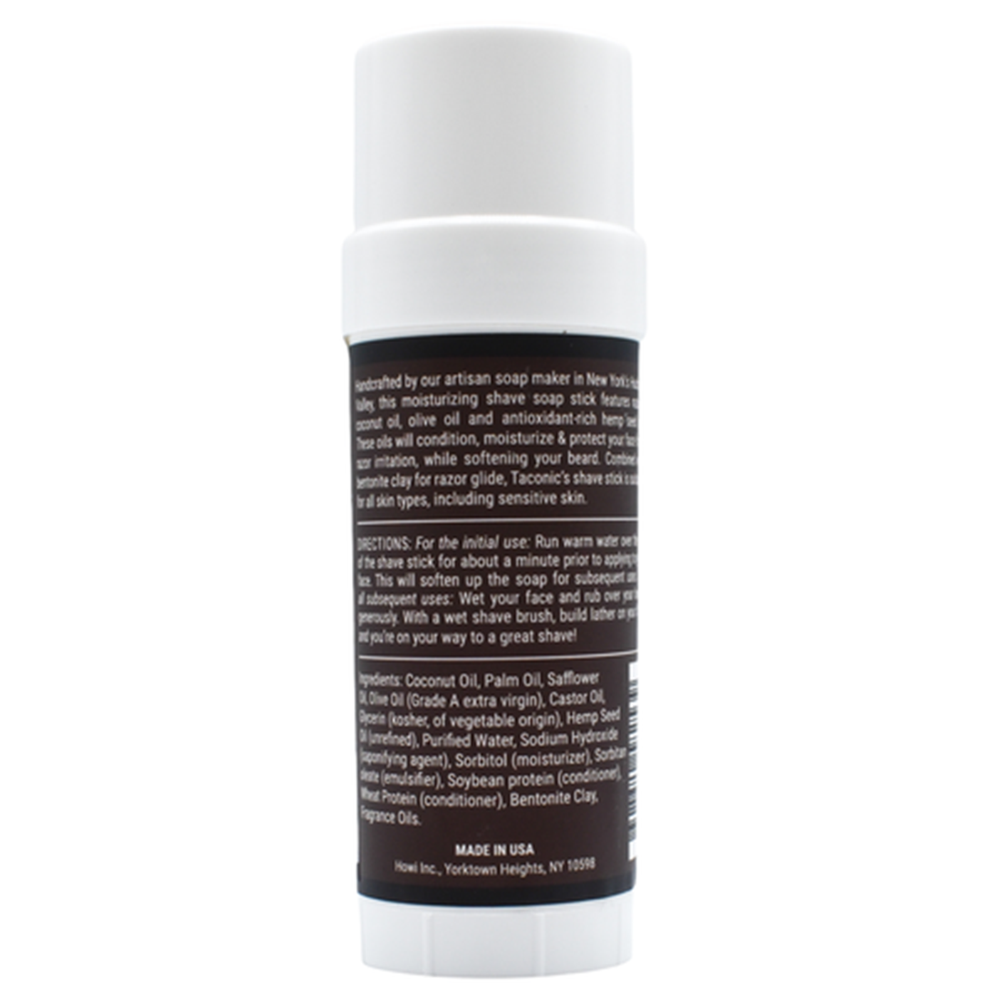 Taconic Shave Hemp & Bay Rum Twist Up Shaving Soap Stick 2.5 oz
