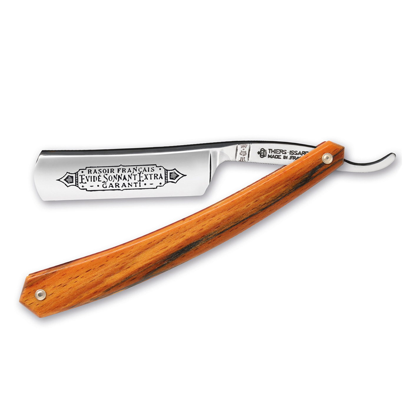 Thiers Issard 'Evide Sonnant Extra Garanti' Straight Razor 6/8" Orange Beech Wood Carbon Steel