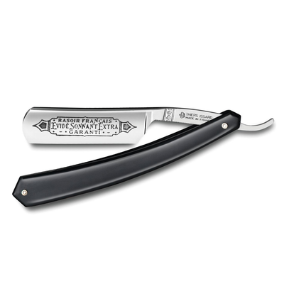 Thiers Issard 'Evide Sonnant Extra Garanti' Straight Razor 5/8" Black Resin Carbon Steel