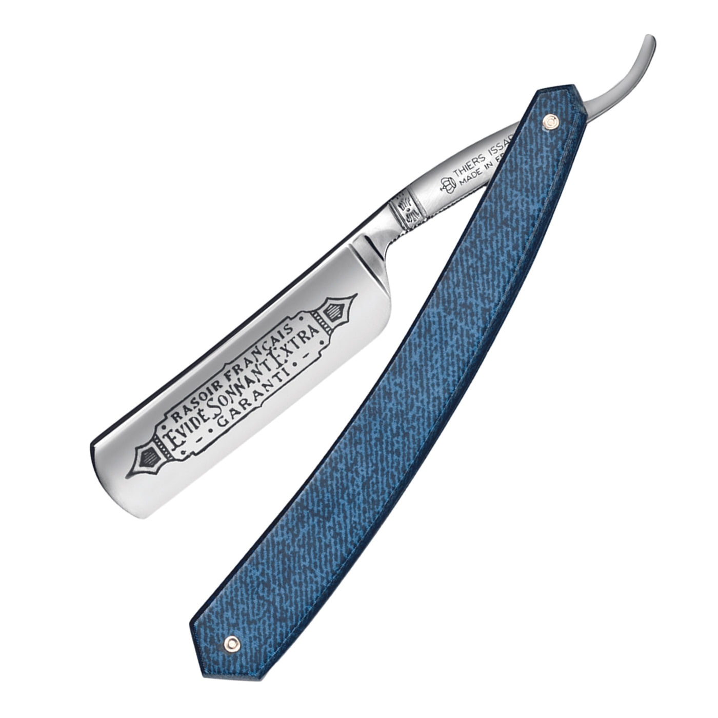 Thiers Issard 1196 Evide Sonnant Extra 6/8" Blue Jeans Micarta Straight Razor