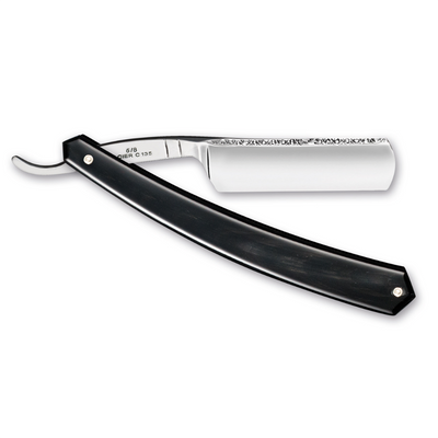Thiers Issard Historic 'Bucephale' Straight Razor 6/8" Black Cow Horn Carbon Steel