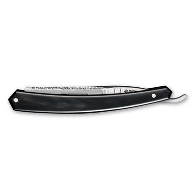 Thiers Issard 'Bucephale' 6/8" Black Cow Horn Straight Razor