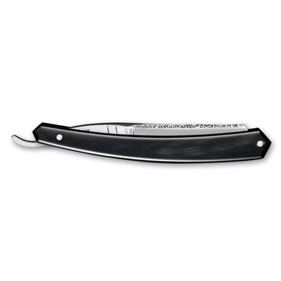 Thiers Issard 'Bucephale' 6/8" Black Cow Horn Straight Razor