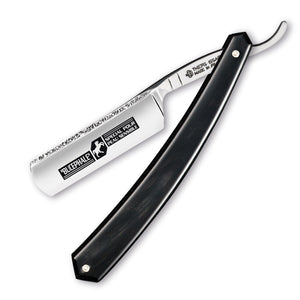 Thiers Issard Historic 'Bucephale' Straight Razor 6/8" Black Cow Horn Carbon Steel