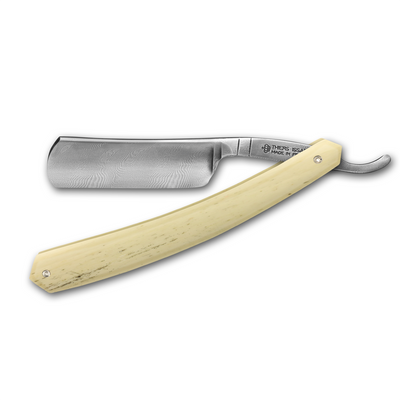 Thiers Issard Damascus Steel Straight Razor 6/8" Bone