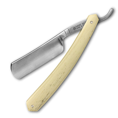Thiers Issard Damascus Steel Straight Razor 6/8" Bone
