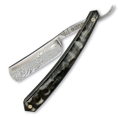 Thiers Issard Damascus Steel Straight Razor 6/8" Dark Ram Horn