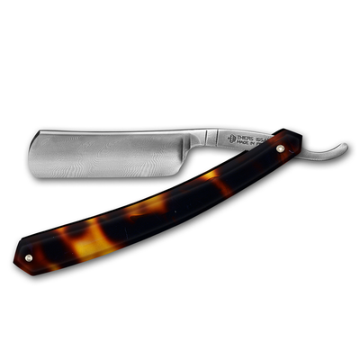 Thiers Issard Damascus Steel Straight Razor 6/8" Tortoise Shell Imitation 