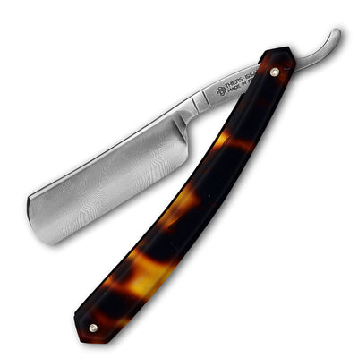 Thiers Issard Damascus Steel Straight Razor 6/8" Tortoise Shell Imitation 