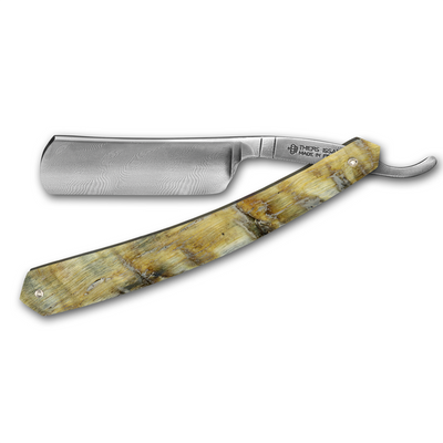 Thiers Issard Damascus Steel Straight Razor 6/8" Ram Horn